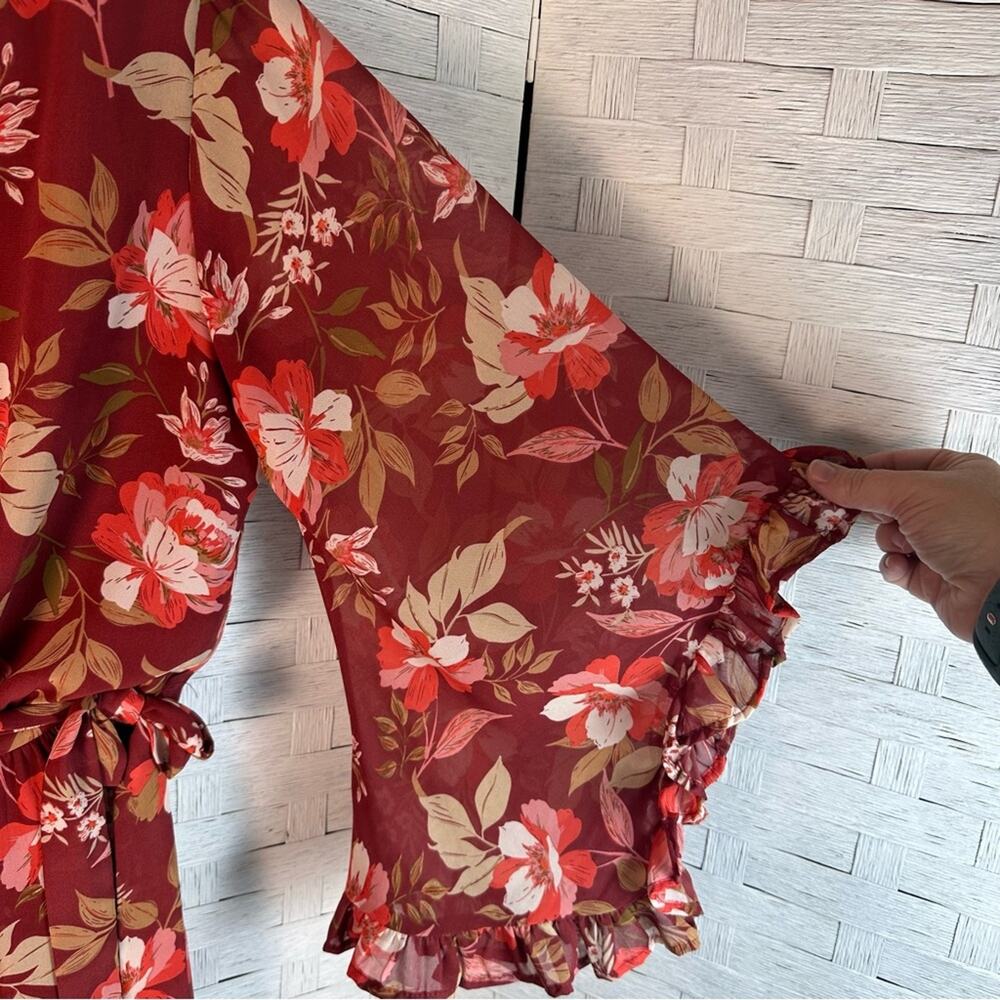 Vici What A Feeling Bell Sleeve Floral wrap Dress v-neck festival‎ Bohemian - Picture 5 of 14